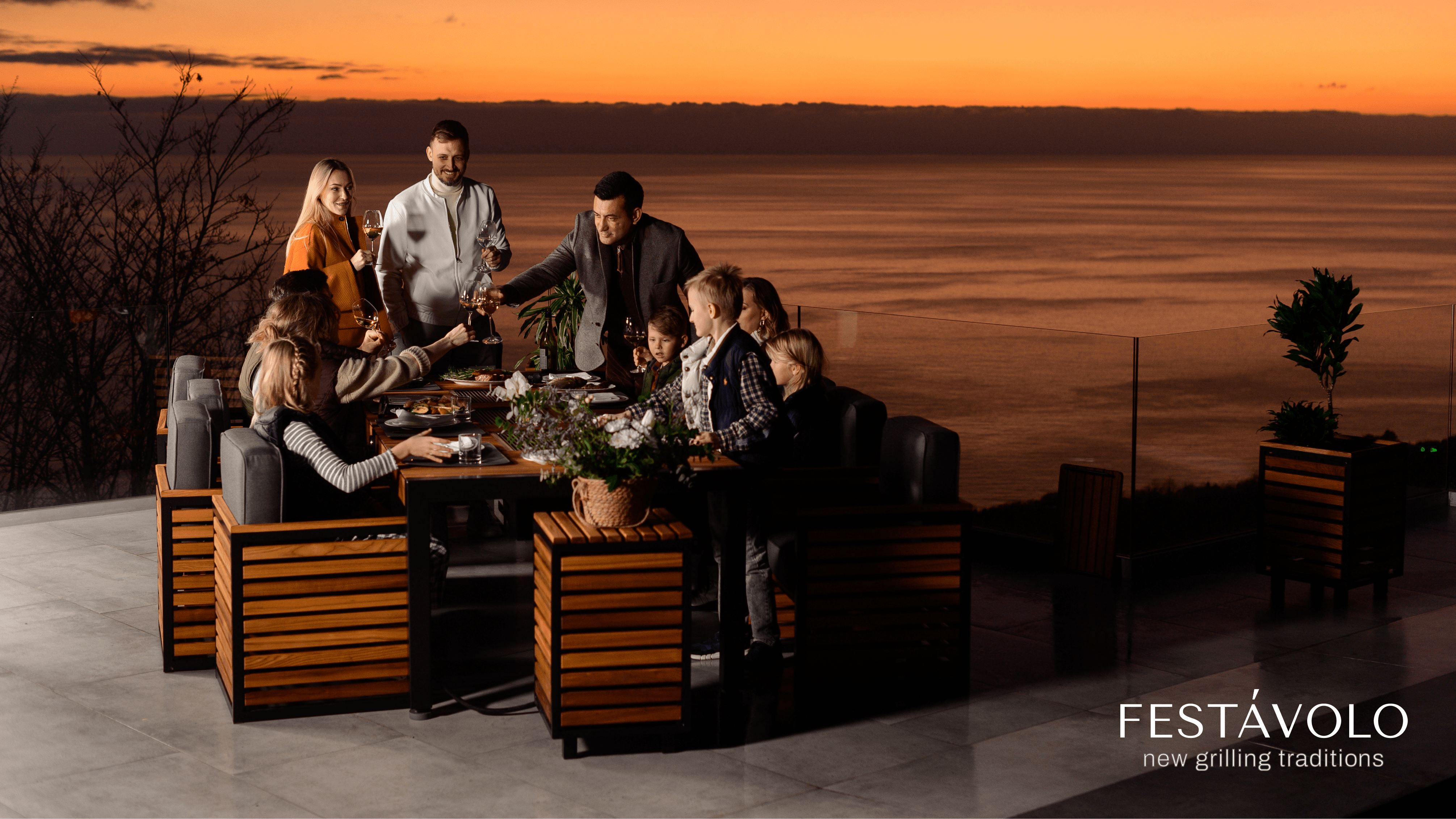 Огонь в центре стола - 81 фото