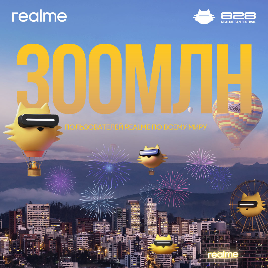 Бренд realme достиг 300 миллионов пользователей по всему миру
