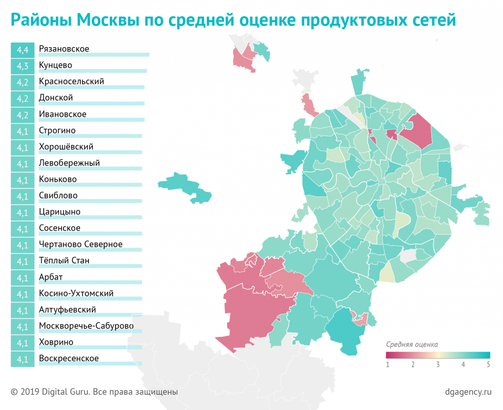 Карта престижности районов москвы