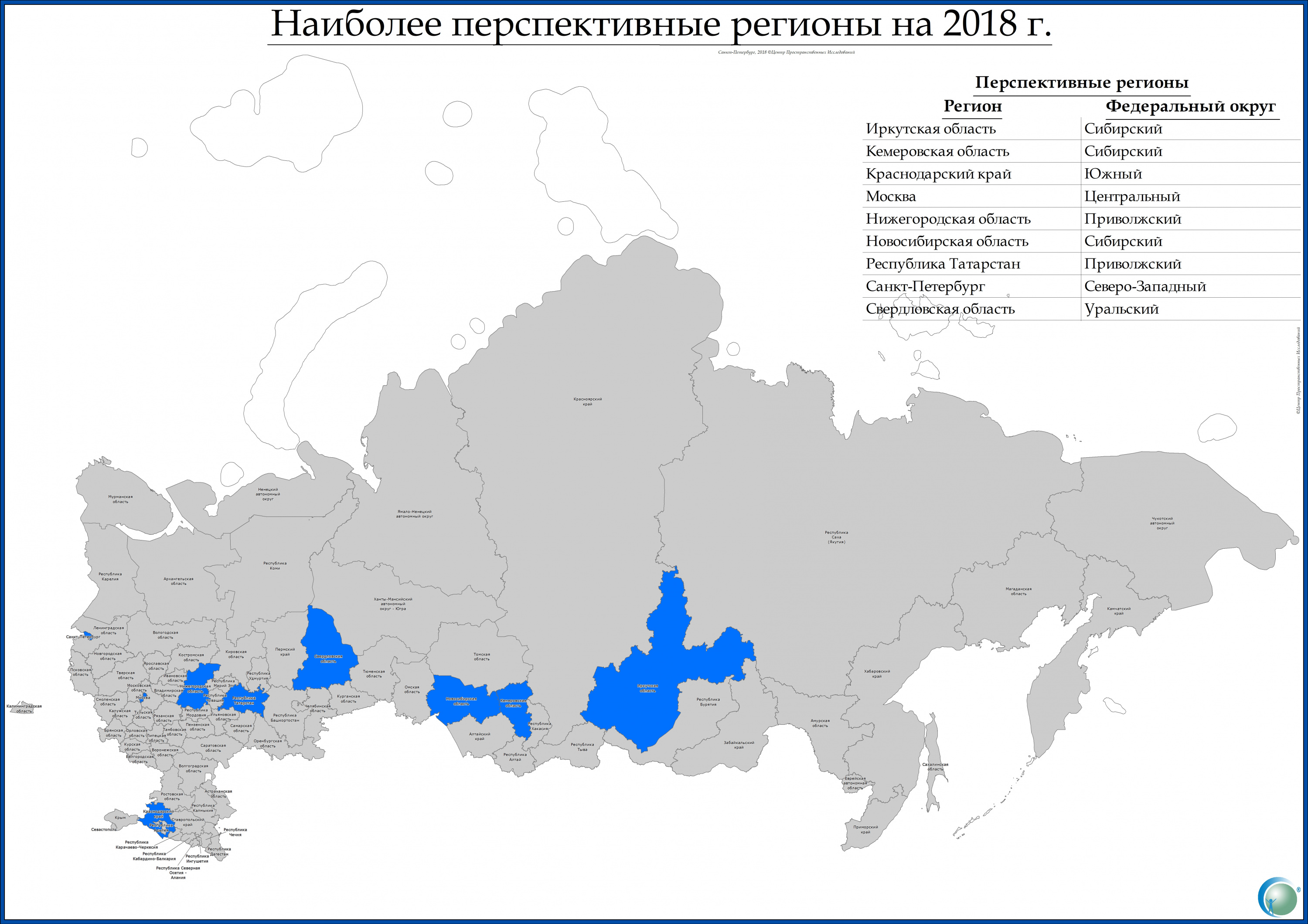 Наиболее перспективные регионы 2018