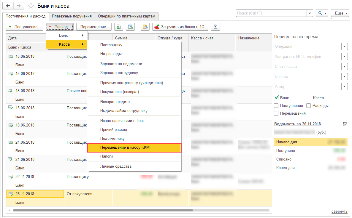 Банк для ведения бизнеса. Рабочее место кассира 1с УНФ. Затраты ККМ В бухгалтерии. Документ перемещения другую касса.