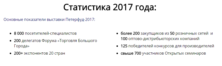Статистика петерфуд 2017