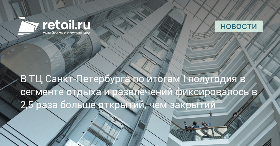 В ТЦ Санкт-Петербурга по итогам I полугодия в сегменте отдыха и развлечений фиксировалось в 2,5 раза больше открытий, чем закрытий – Новости ритейла и розничной торговли